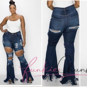 Dark Blue Distressed Jeans